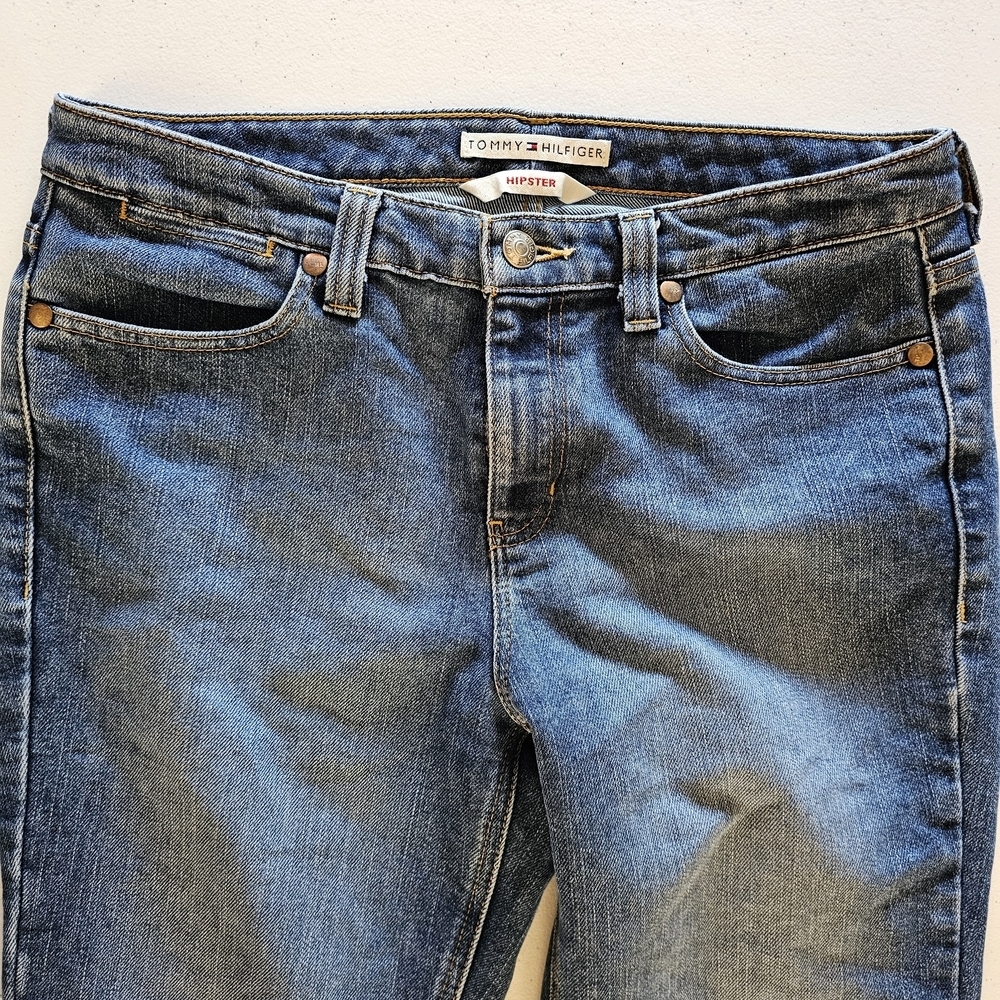 Tommy Hilfiger Vintage Y2K Blue Straight Cropped Jeans Classic Style - Picture 4 of 14
